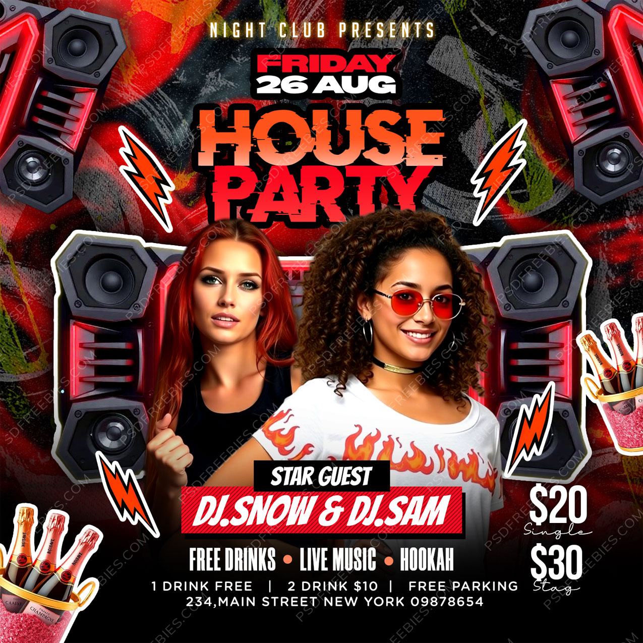 House Party Social Media Flyer PSD Template