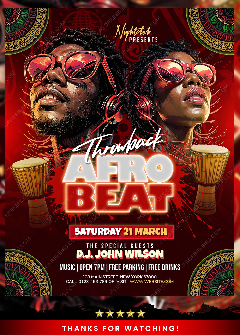 Afro Beat Music Event Flyer PSD Template