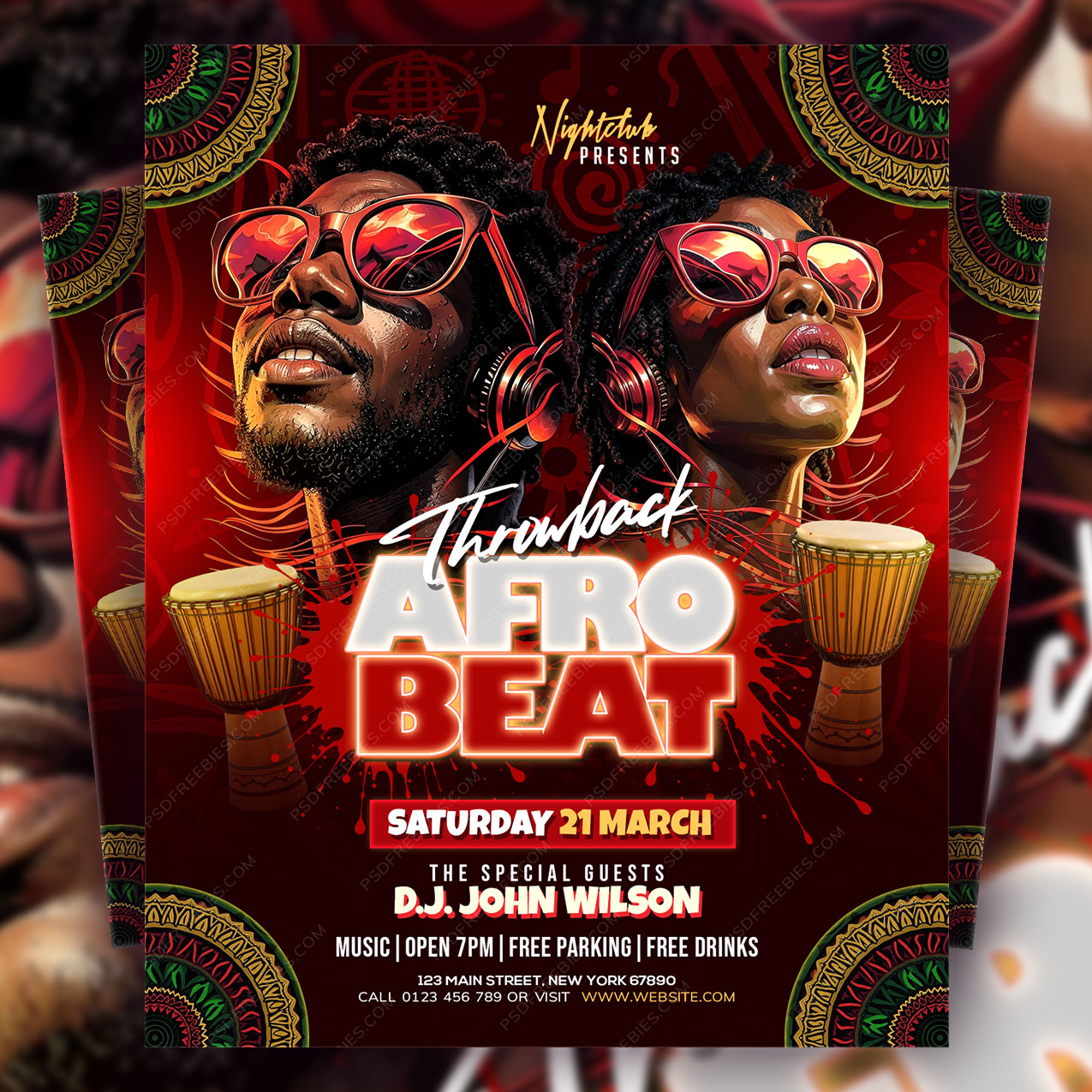 Afro Beat Music Event Flyer PSD Template