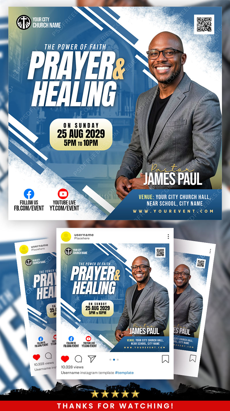 Church Sunday Prayer for Healing Flyer PSD