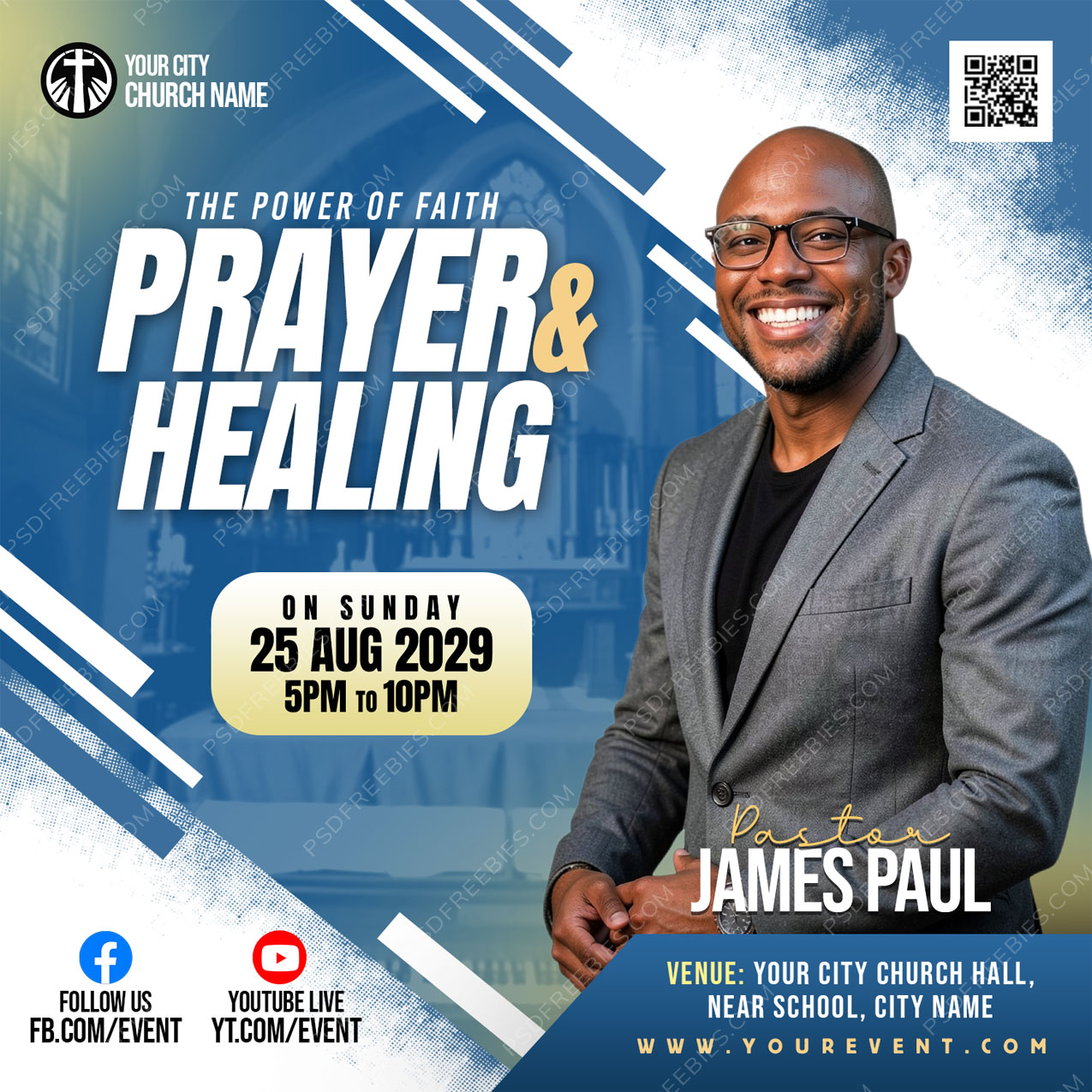 Church Sunday Prayer for Healing Flyer PSD