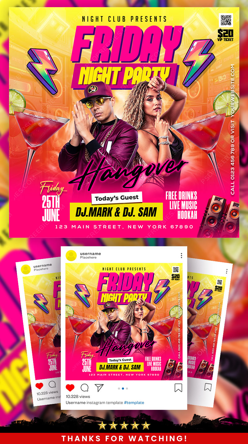 Editable Club Party Social Media Flyer PSD