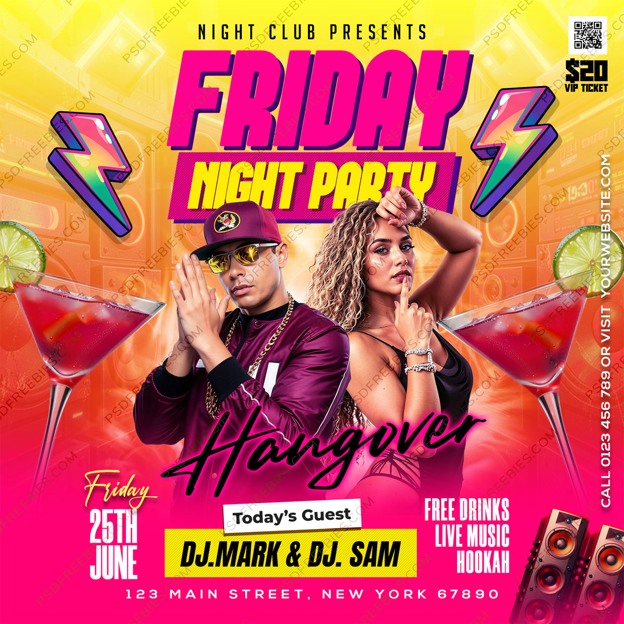 Editable Club Party Social Media Flyer PSD