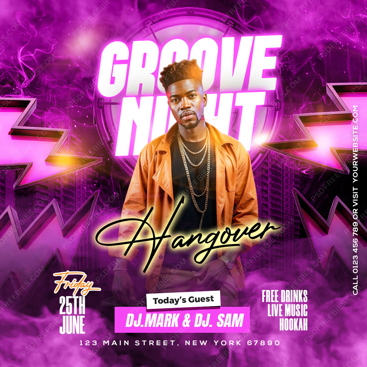 Groove Night Club Party Social Media Flyer PSD