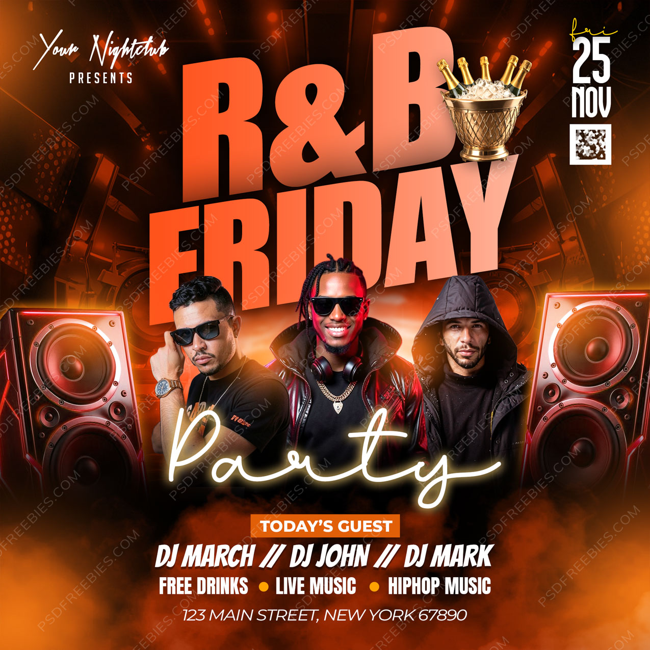 RnB Friday DJ Party Social Media Flyer PSD