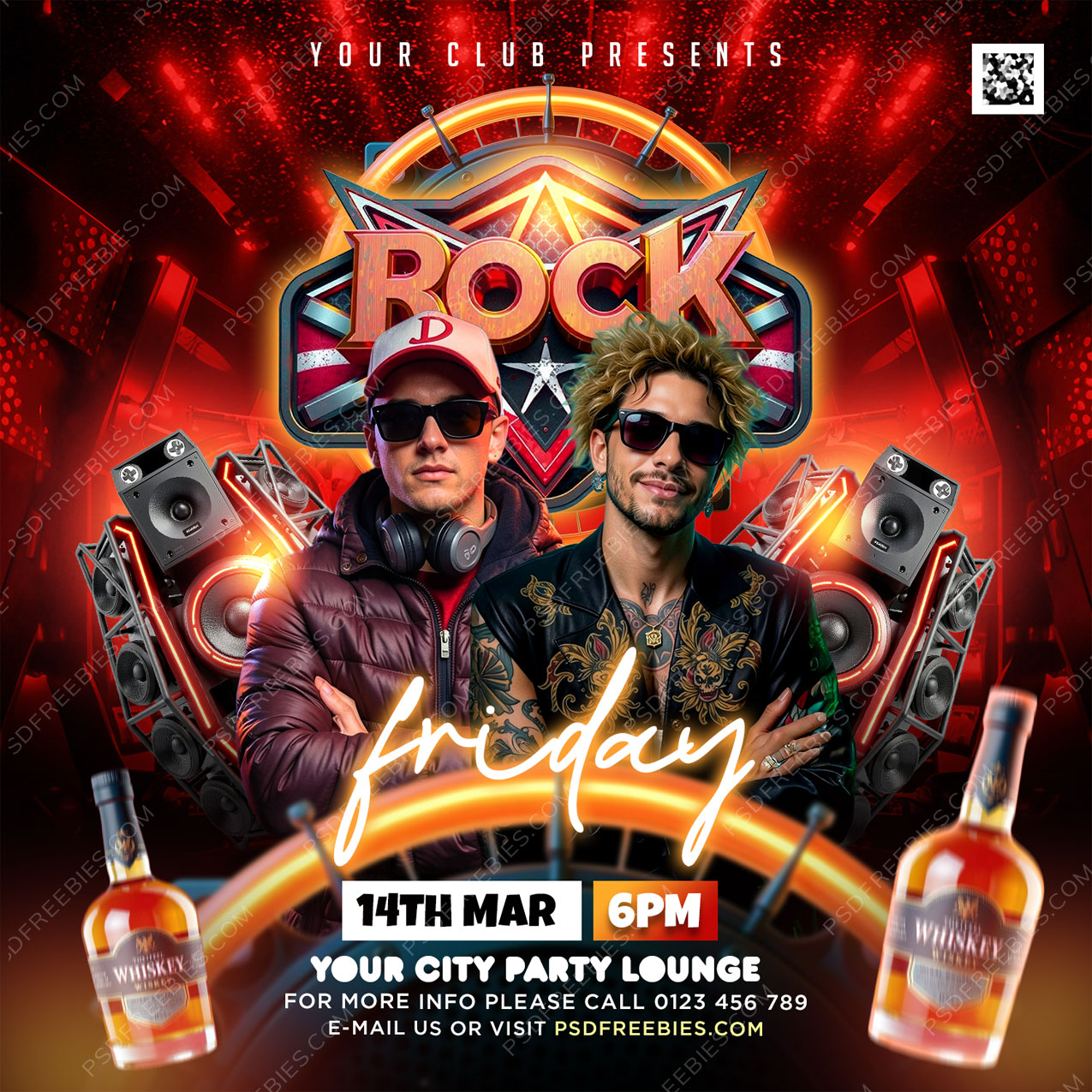 Rock Music Club Event Party Social Media Flyer PSD