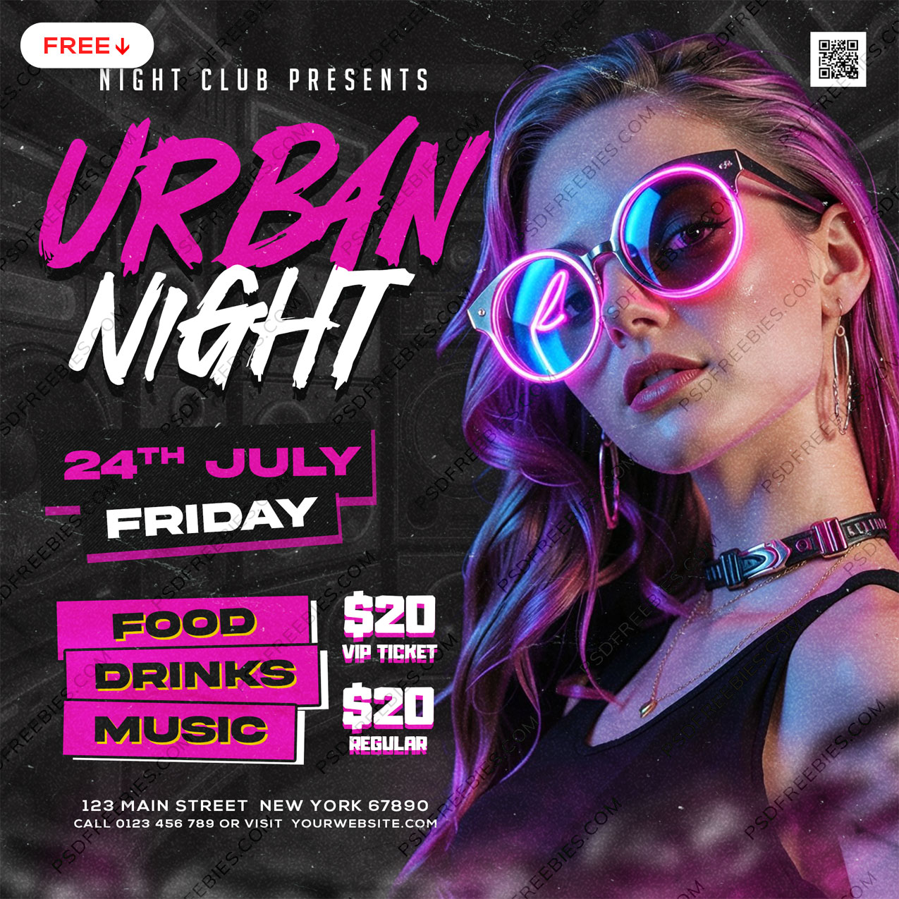 Urban Party Event Social Media Flyer PSD Template