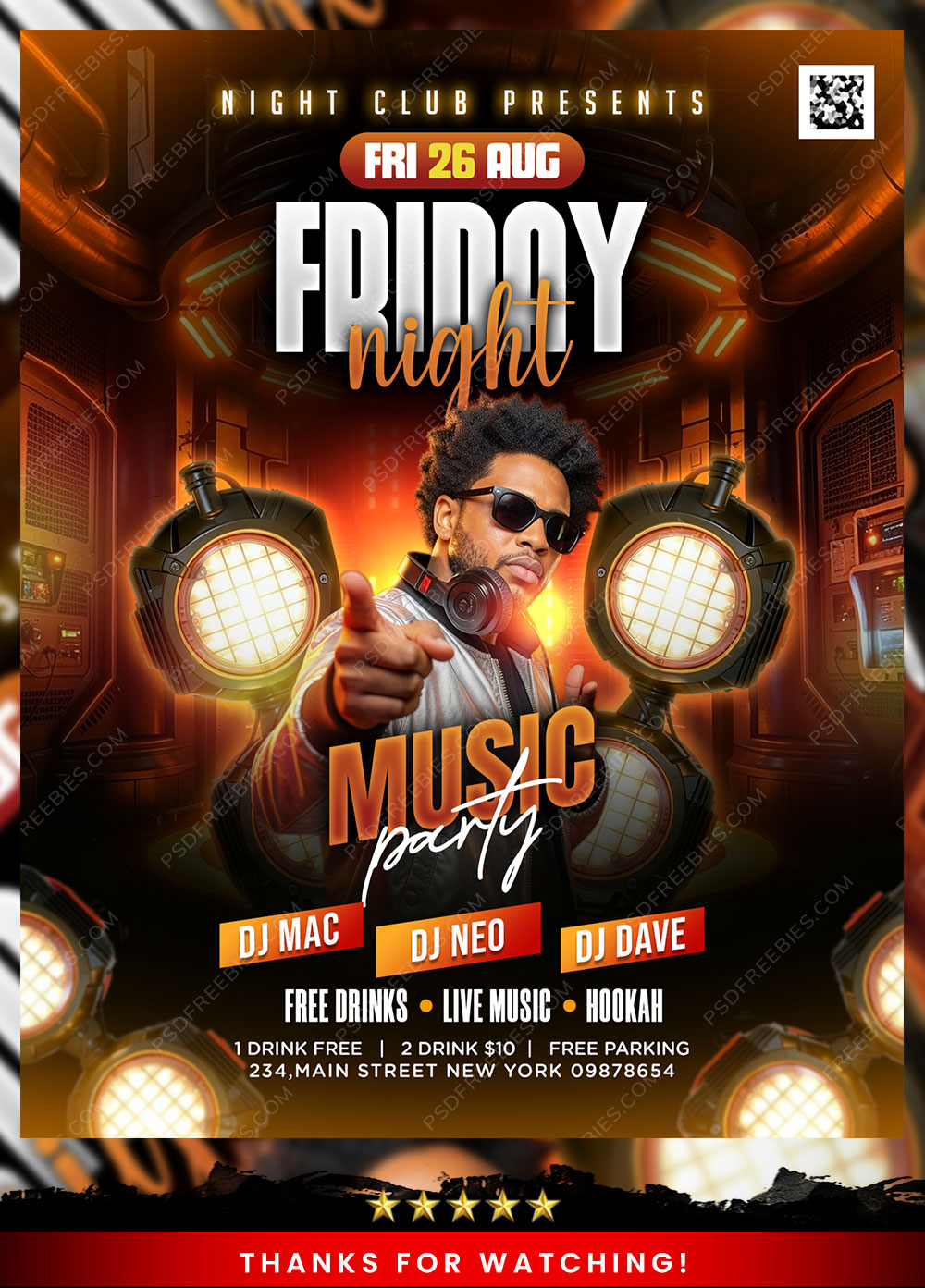 Editable Friday Night Club Music Event Flyer PSD