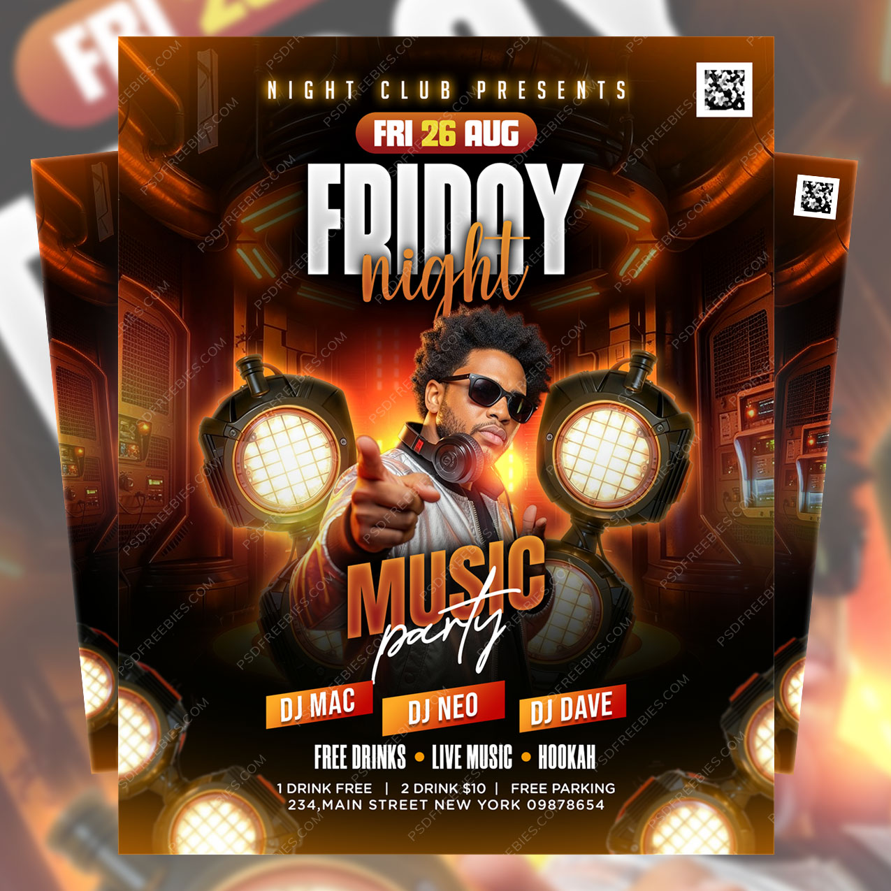 Editable Friday Night Club Music Event Flyer PSD