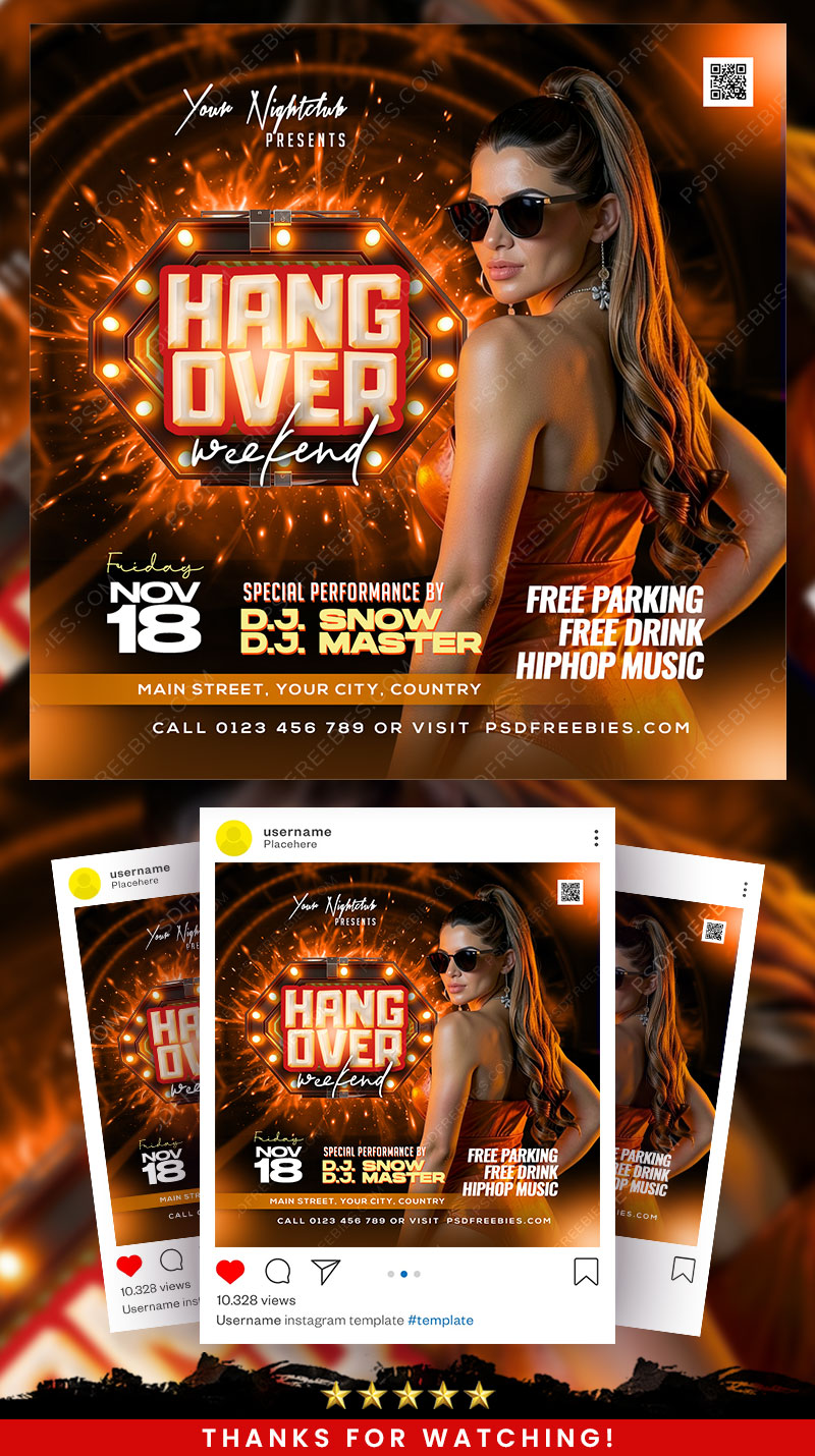 Weekend Nightclub Party Social Media Flyer PSD