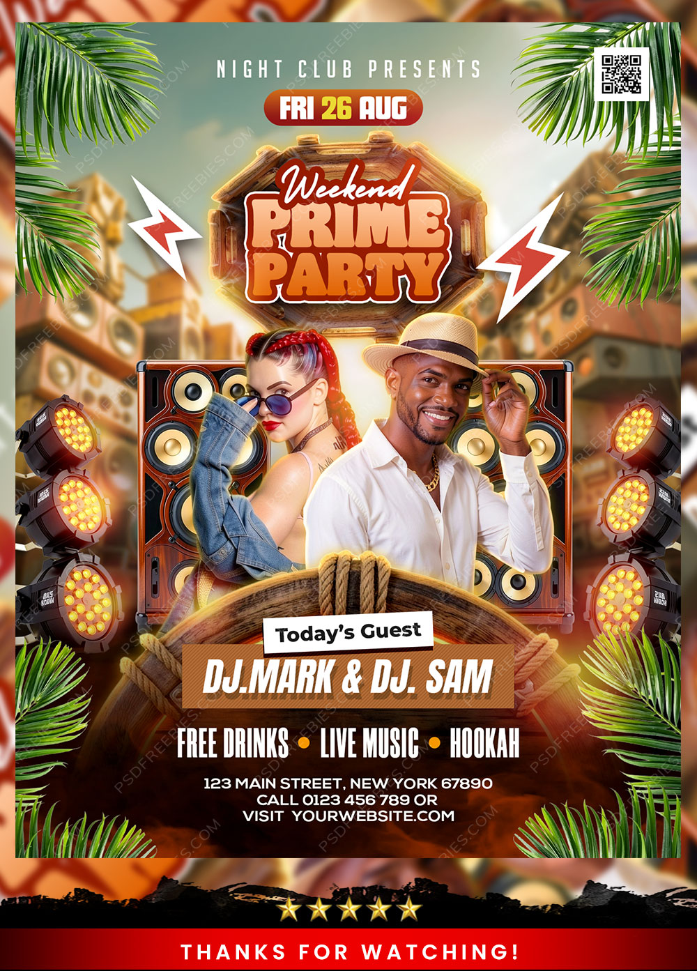 Weekend Prime Party Flyer PSD Template
