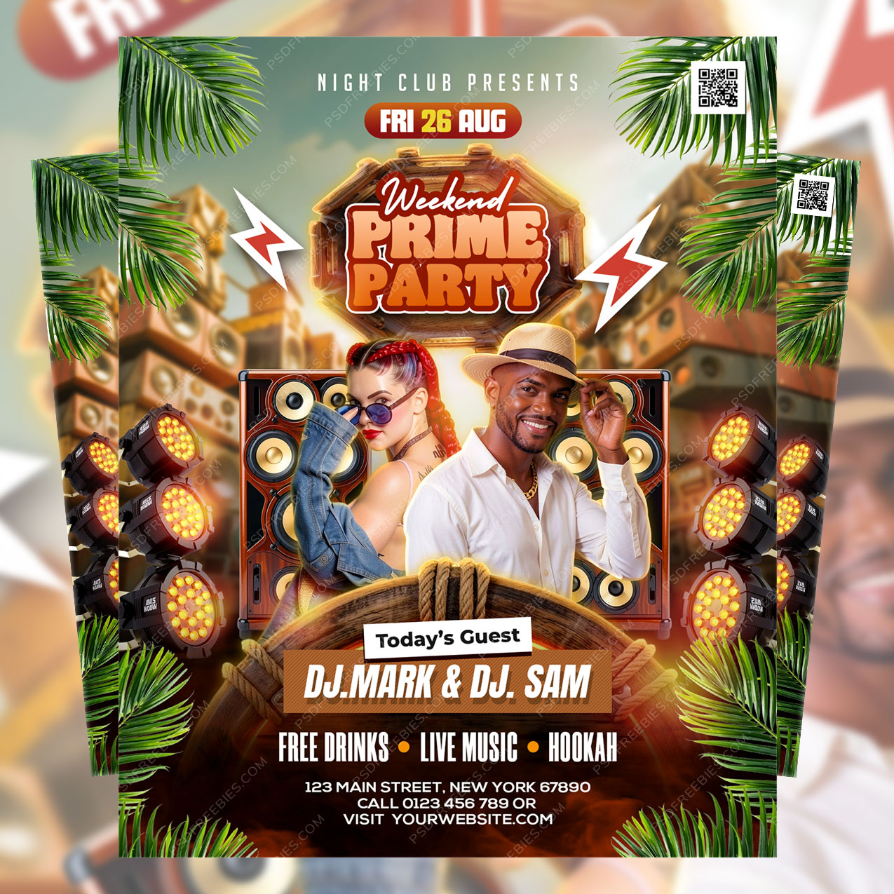 Weekend Prime Party Flyer PSD Template