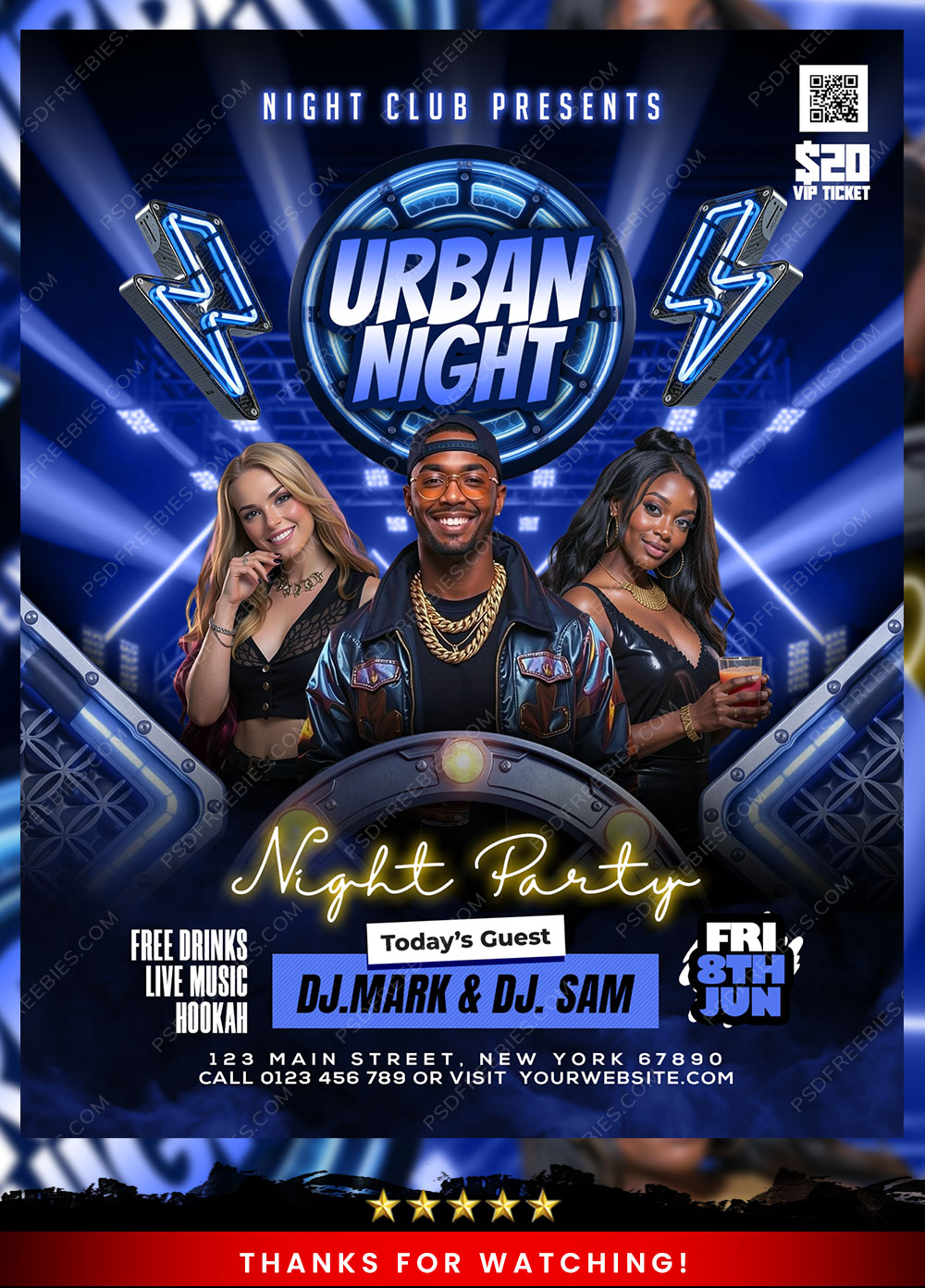 Weekend Urban Night Club Party Flyer PSD Template