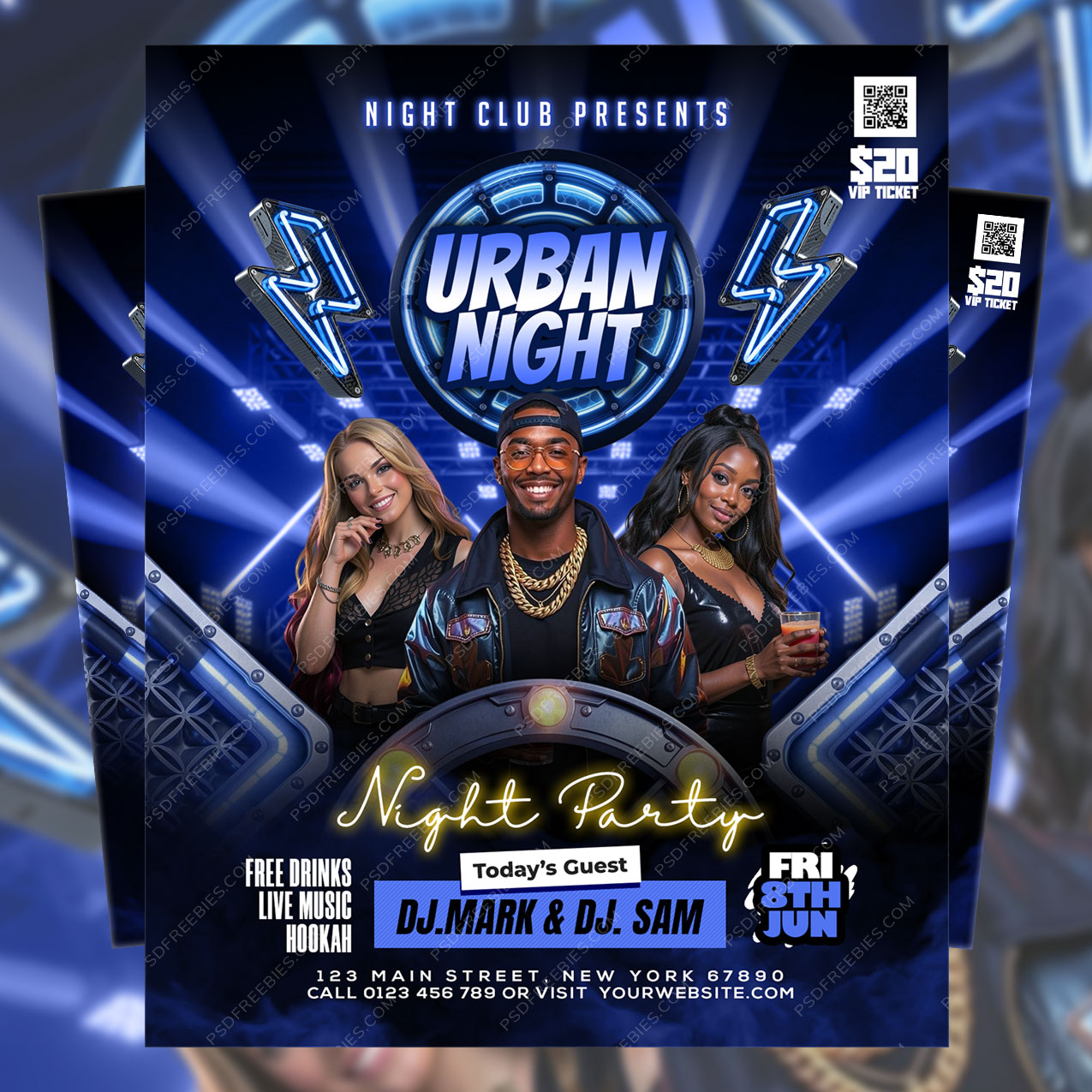 Weekend Urban Night Club Party Flyer PSD Template