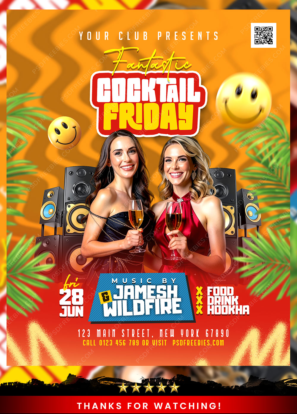 Friday Cocktail Party Flyer PSD Template
