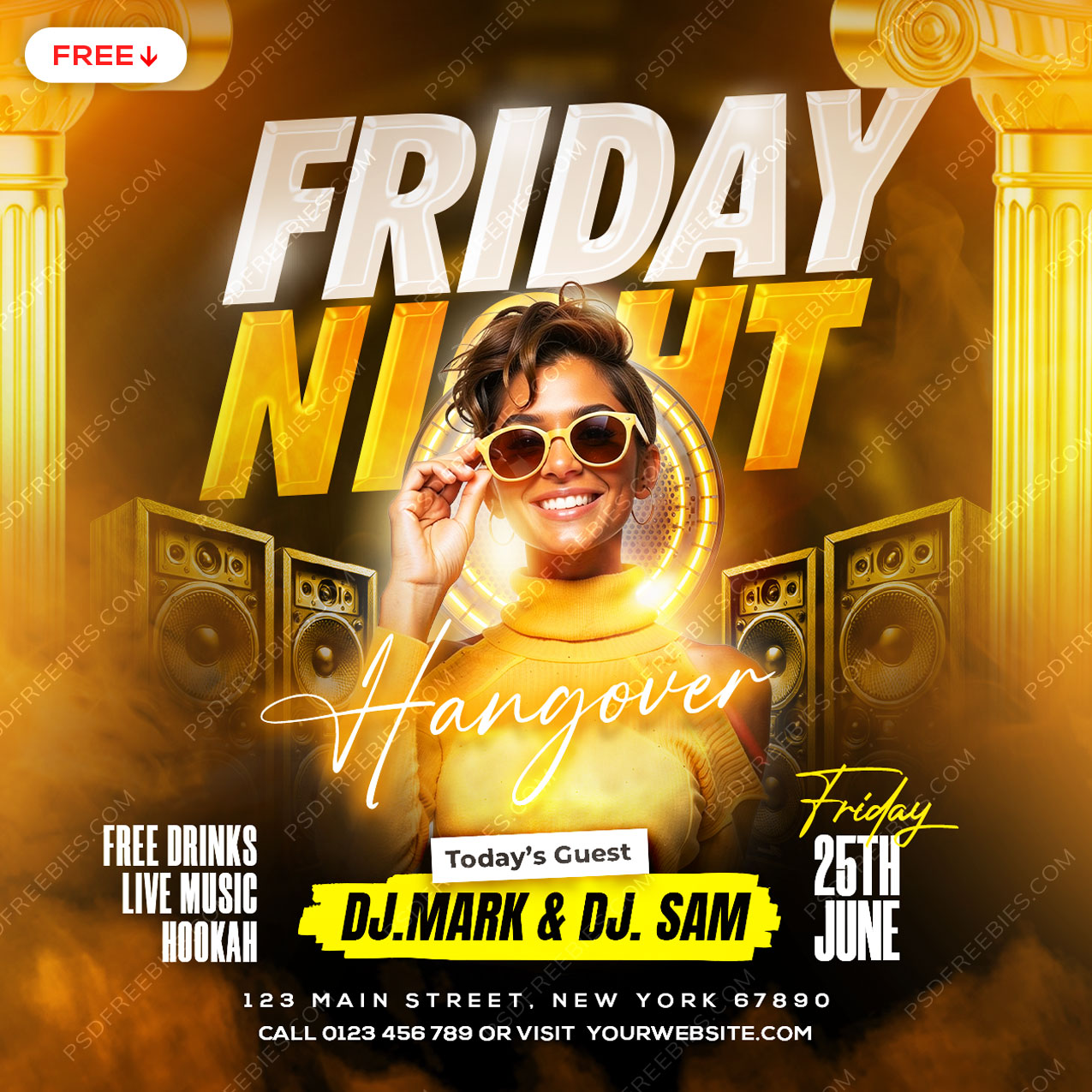 Friday Night Hangover Party Social Media Flyer PSD