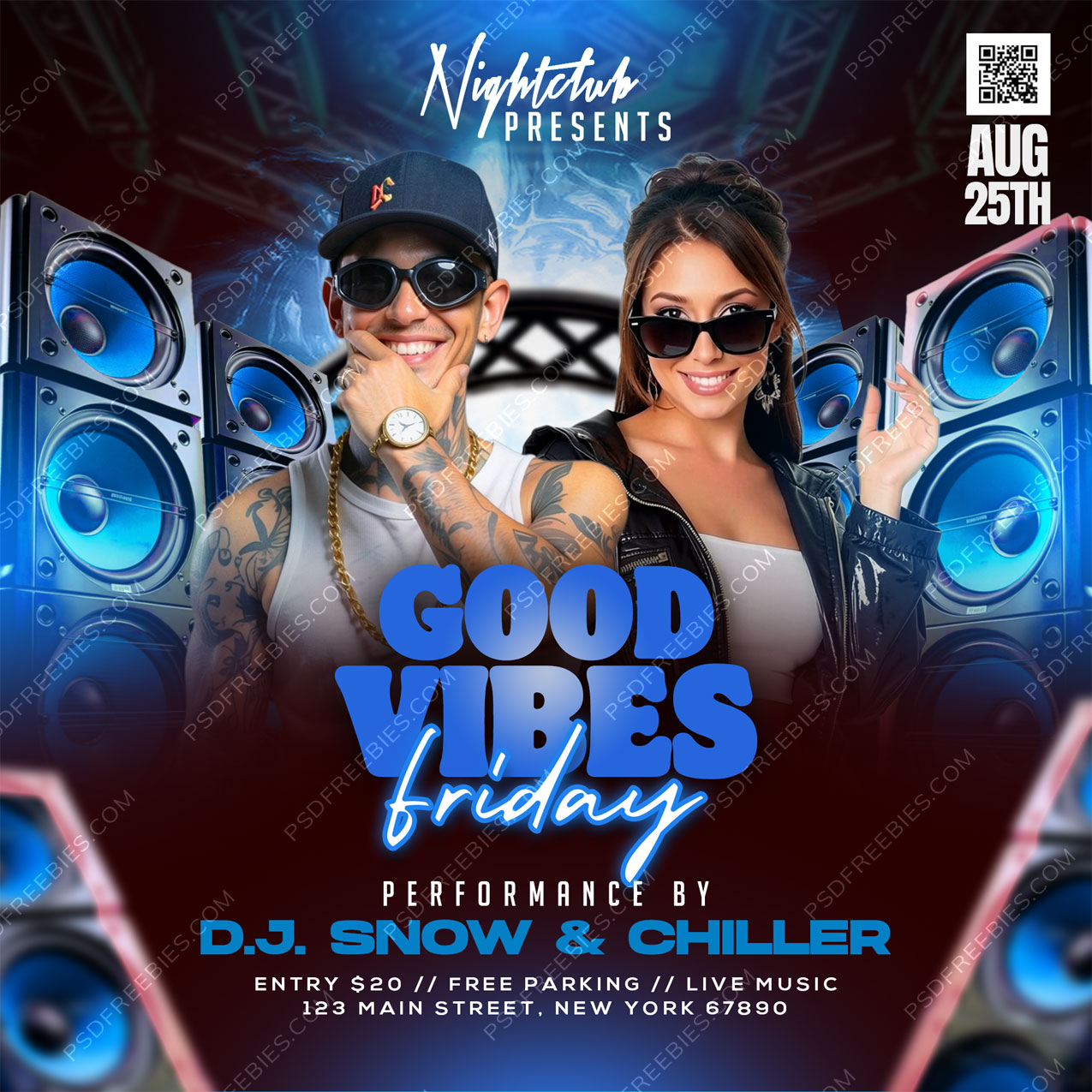 Good Vibes Friday DJ Party Social Media Flyer PSD