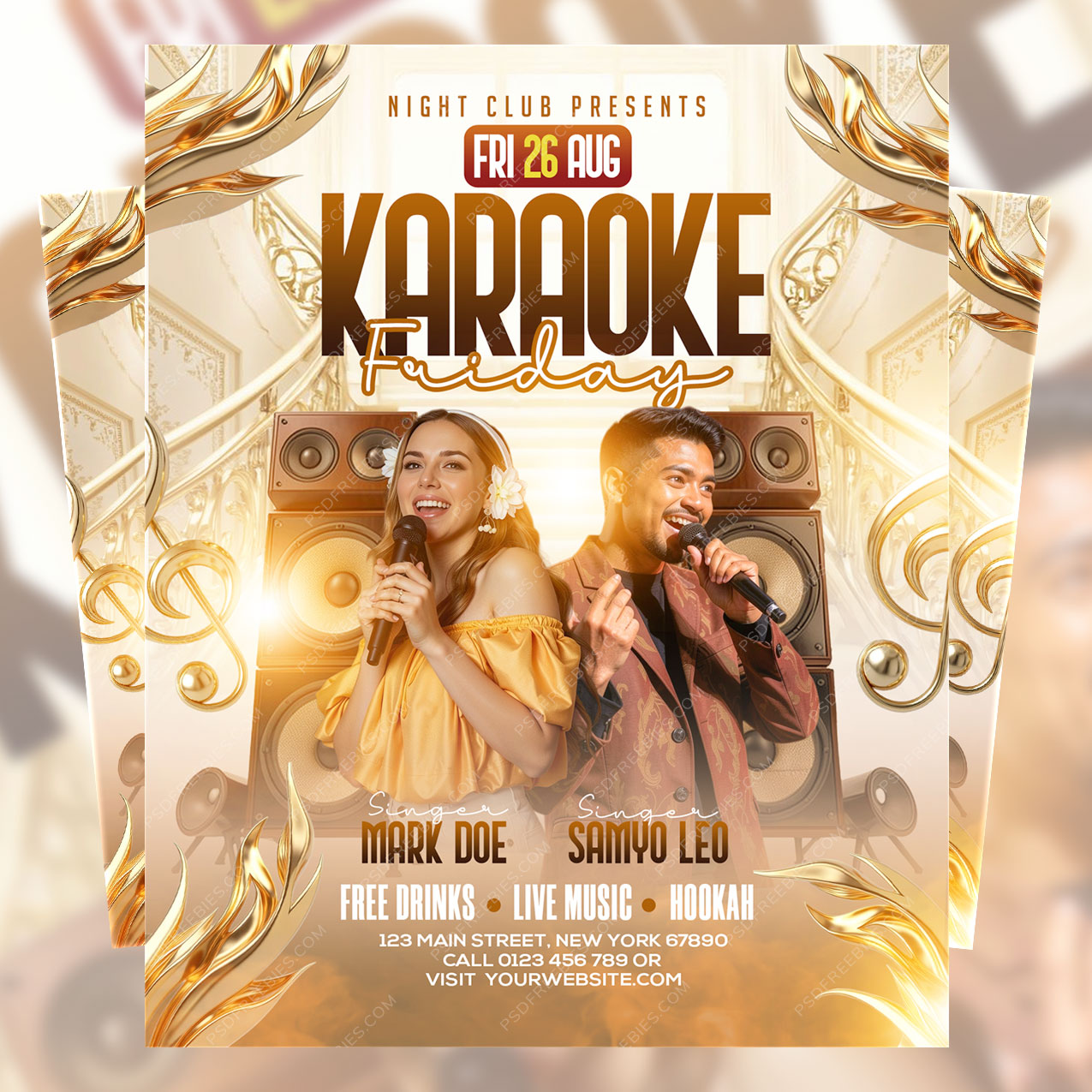 Karaoke Friday Night Club Flyer PSD Template