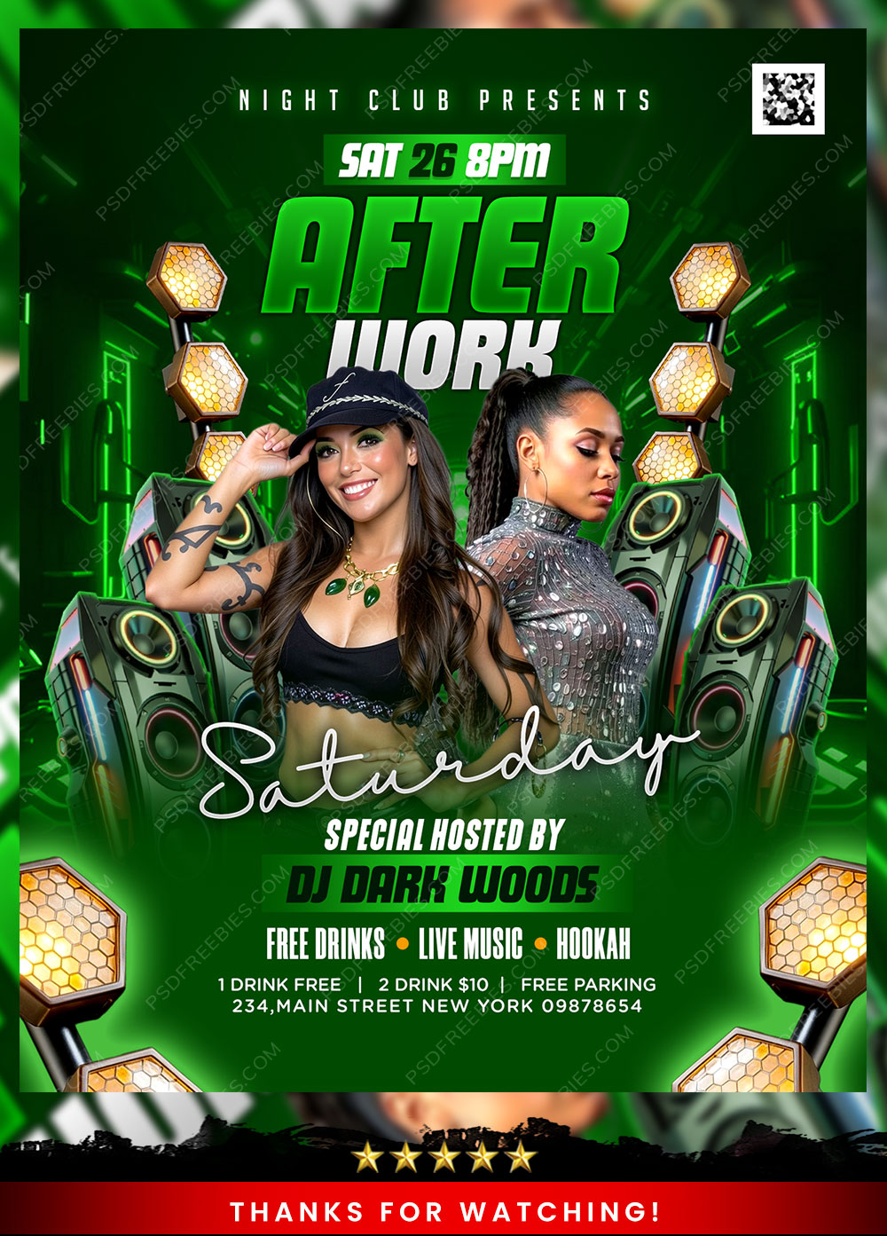 Night Club DJ Party Flyer Template PSD 