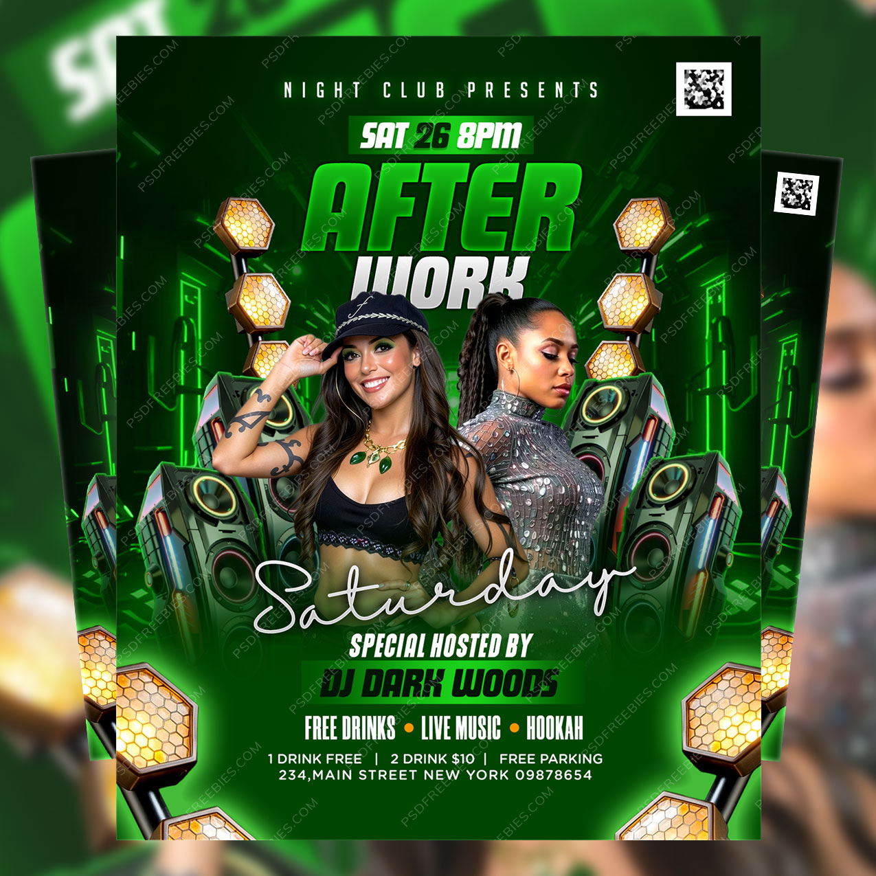 Night Club DJ Party Flyer Template PSD 