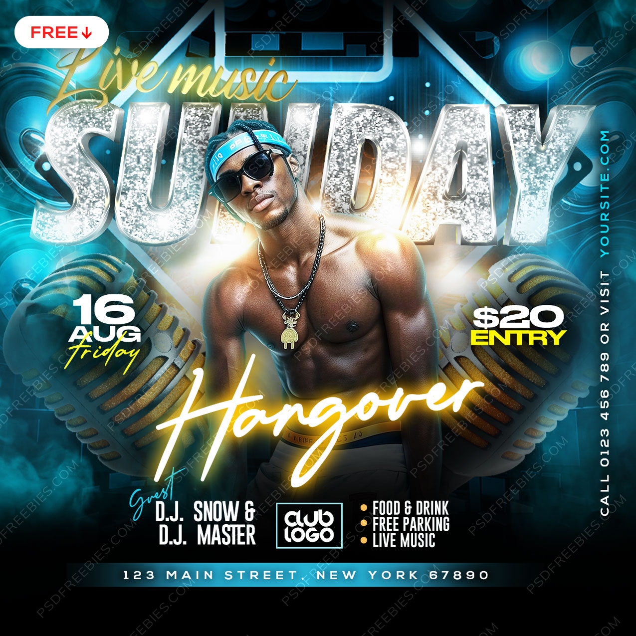 Sunday Live Music Party Social Media PSD