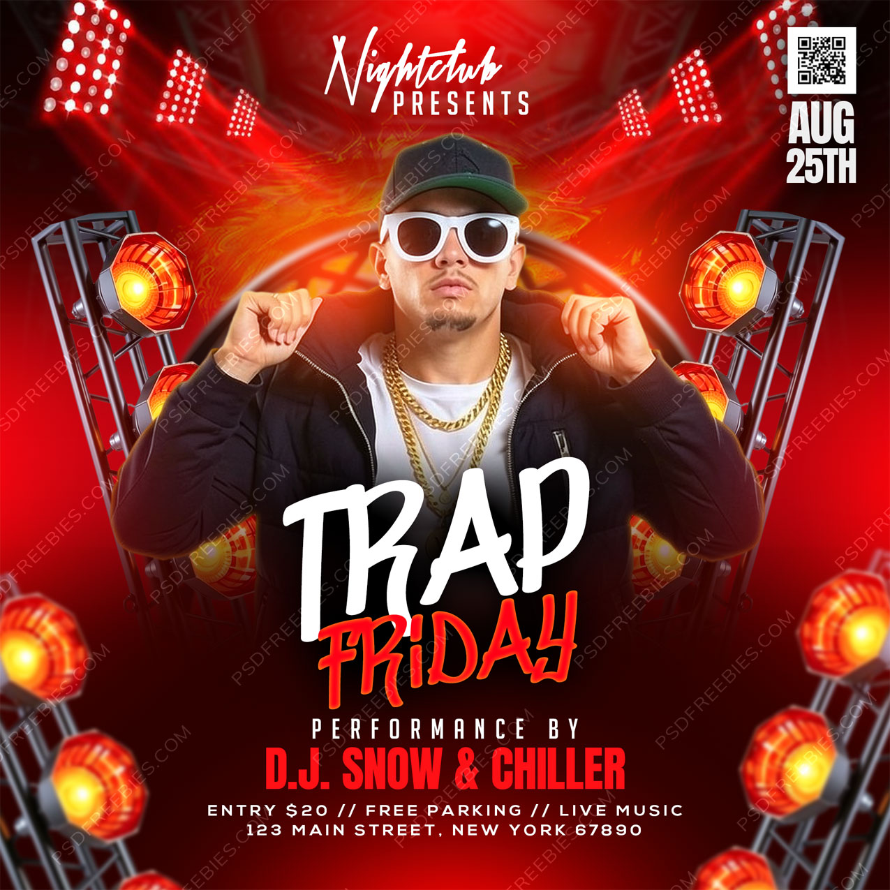 Trap Friday Night Club Party Social Media Flyer PSD