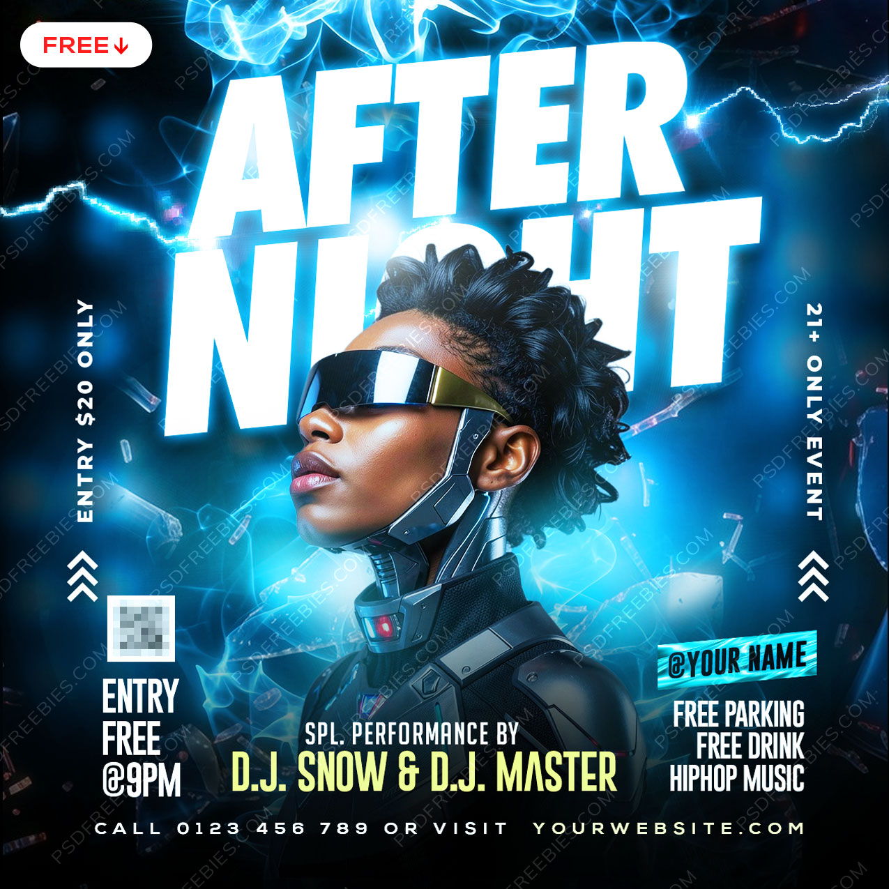 After Night Club Party Event social Media Flyer PSD
