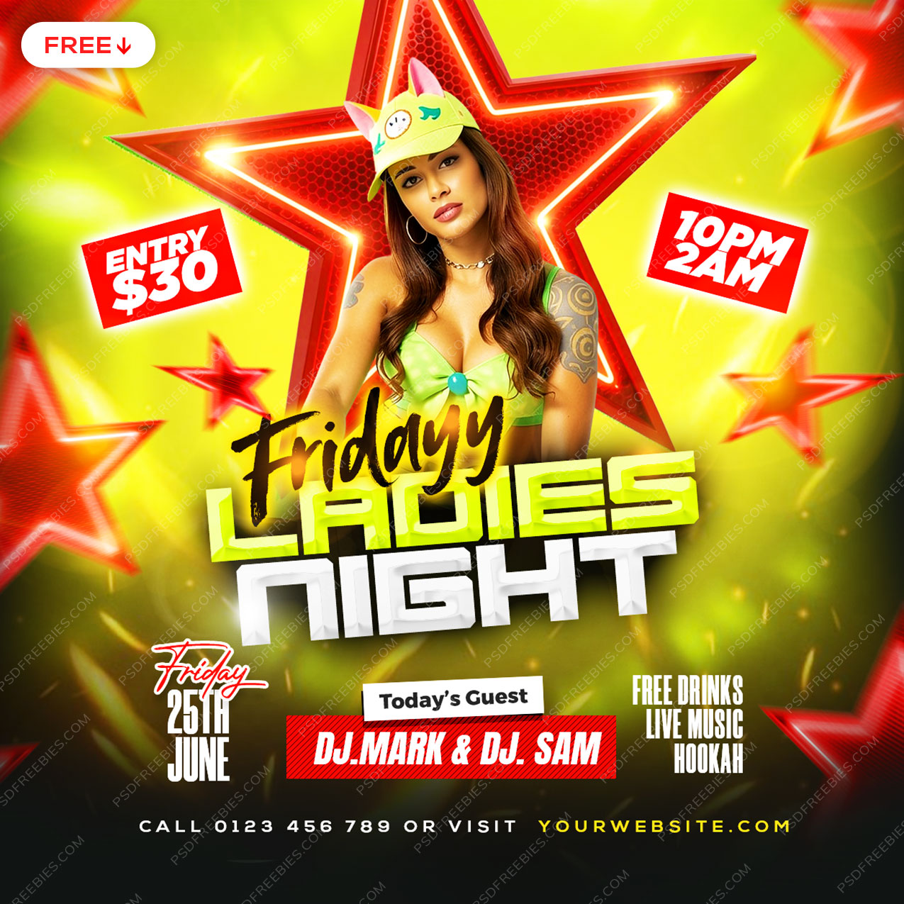Friday Ladies Night Social Media Flyer PSD
