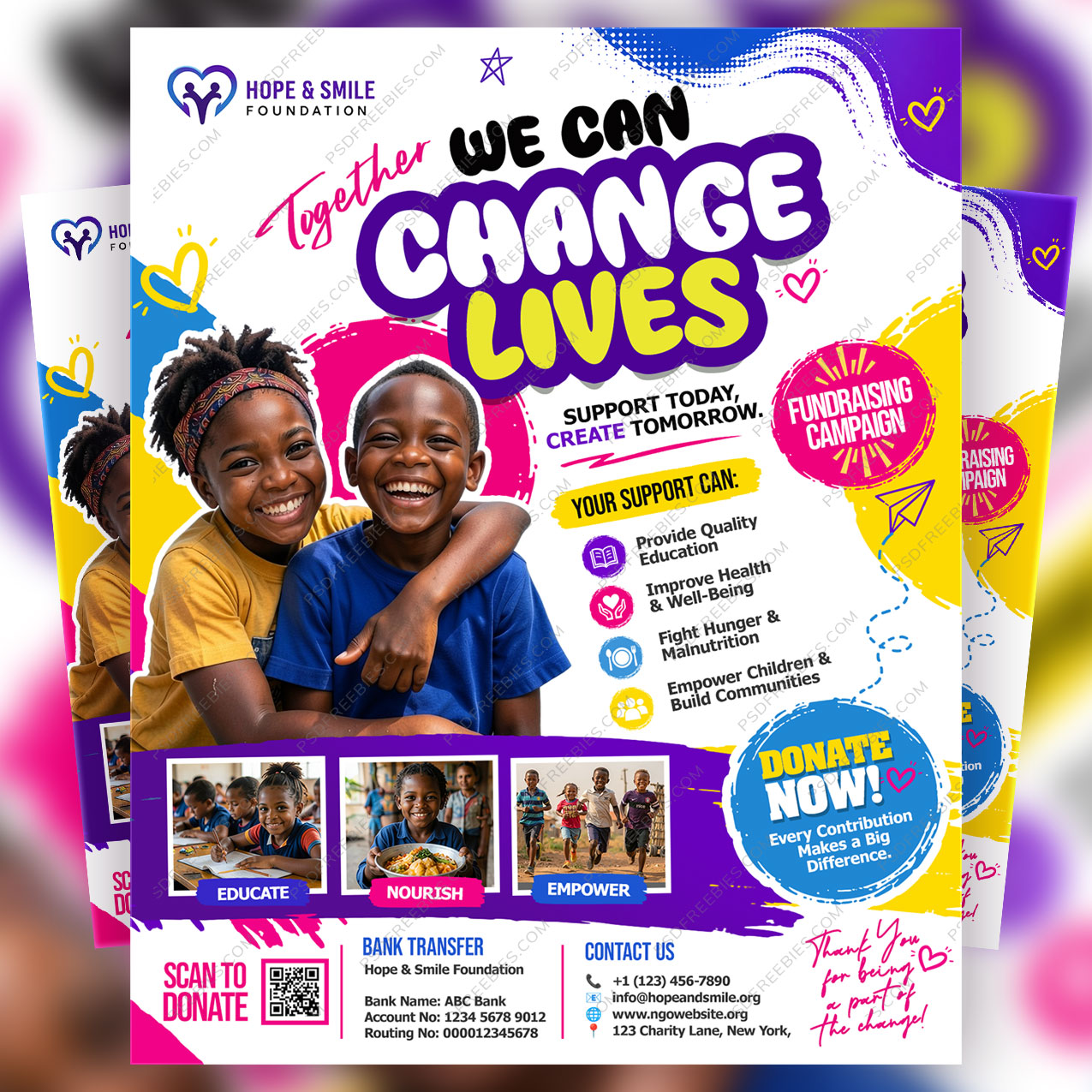 NGO Child Welfare And Relief Fundraising Flyer PSD Template