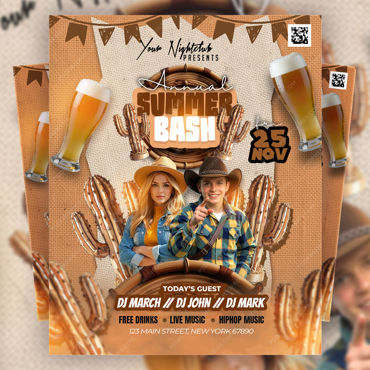 Summer Bash Music Event Flyer Design PSD