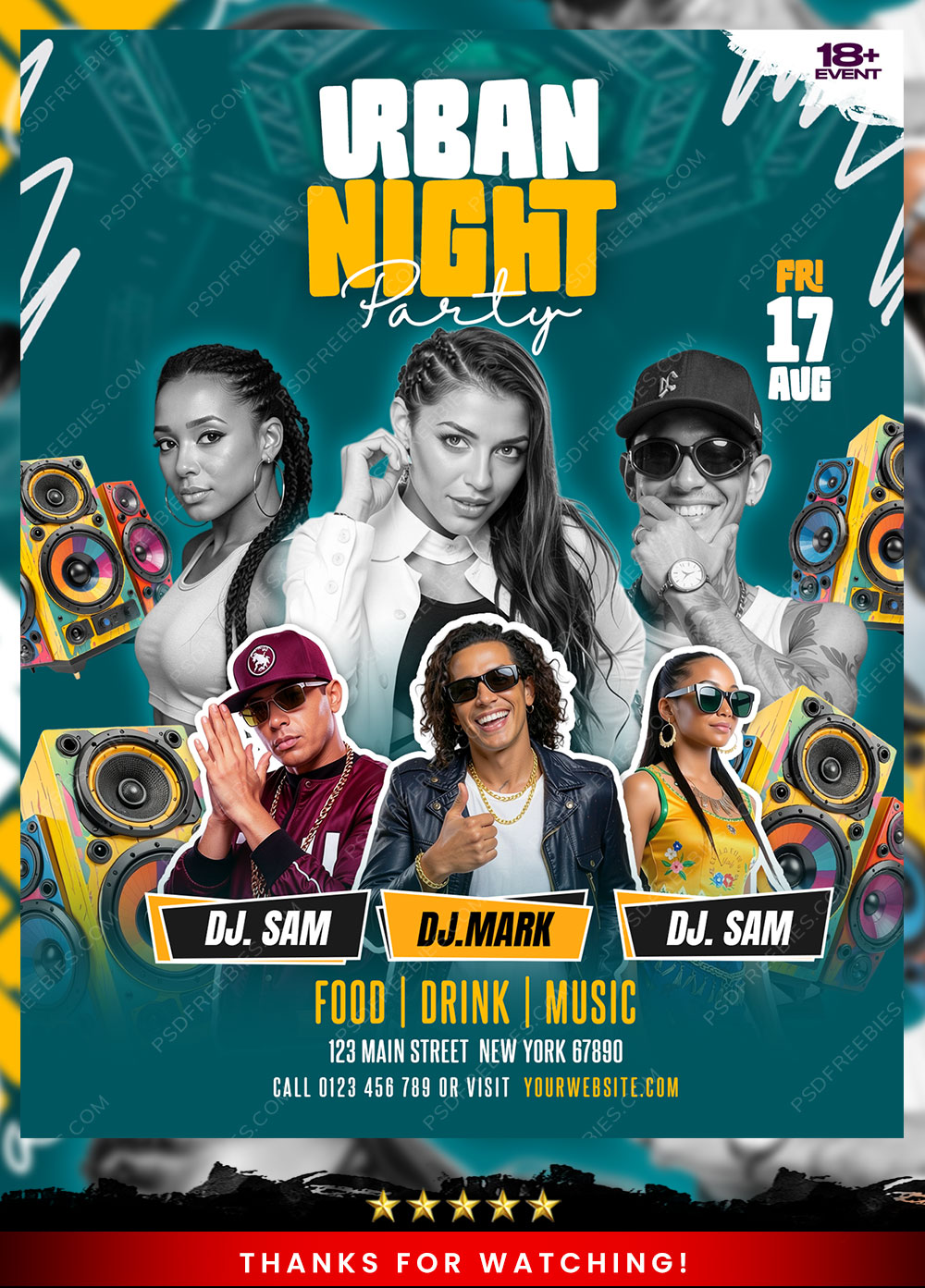Urban Night Club Party Flyer Design PSD