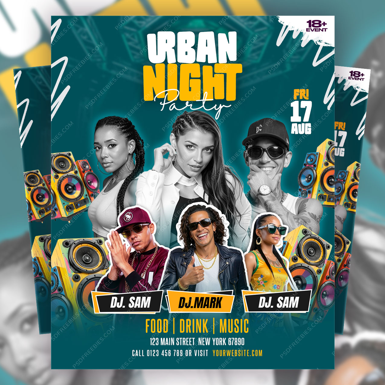 Urban Night Club Party Flyer Design PSD