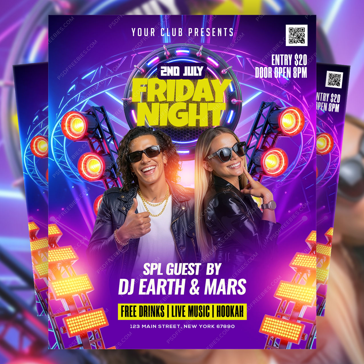 Weekend Club DJ Party Flyer Design PSD