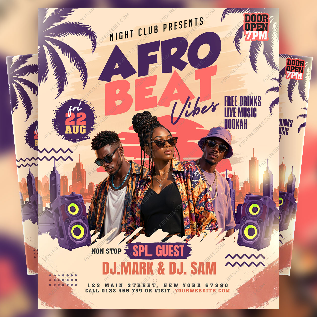 Afro Beat Music Party Flyer Design PSD
