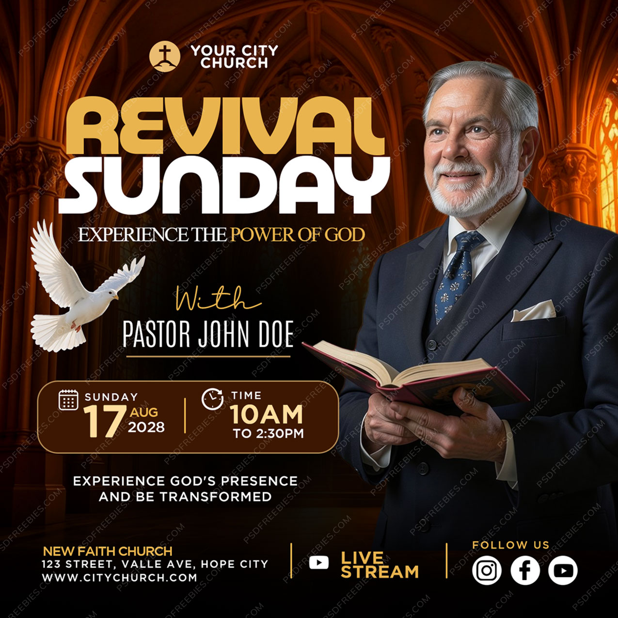 Revival Sunday Church Social Media Flyer PSD