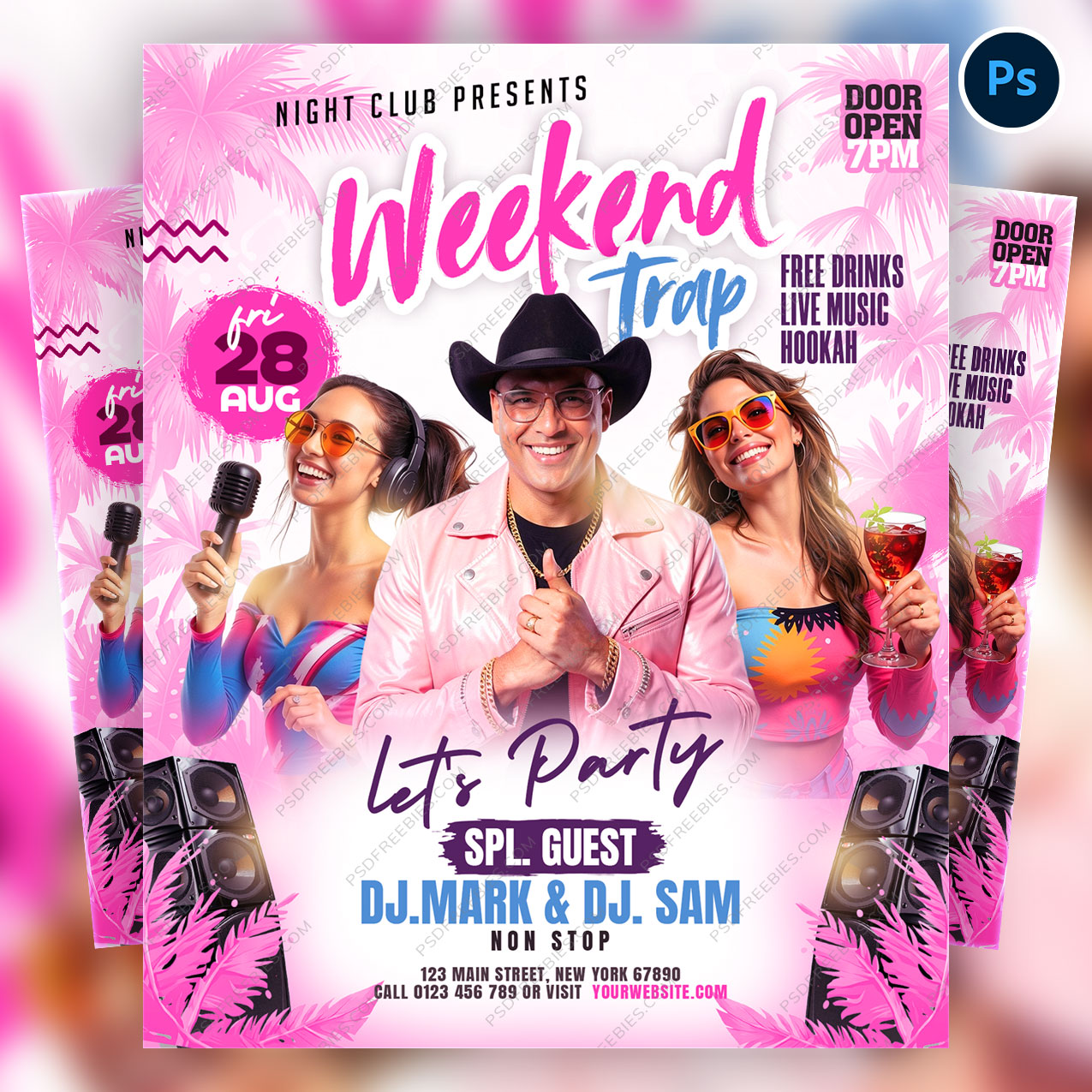 Weekend Trap Night Club Music Party Flyer PSD
