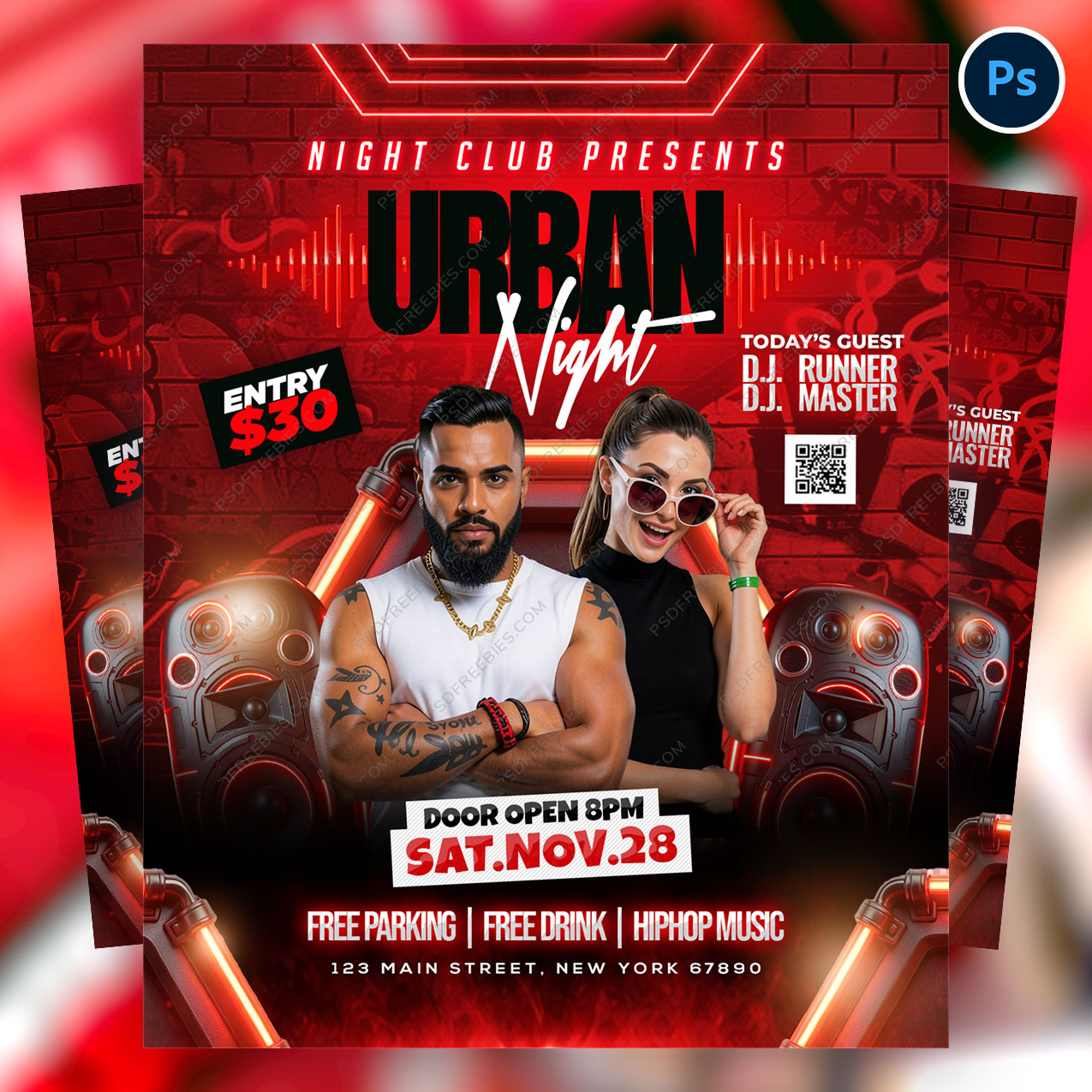 Weekend Urban Night Party Flyer PSD Template