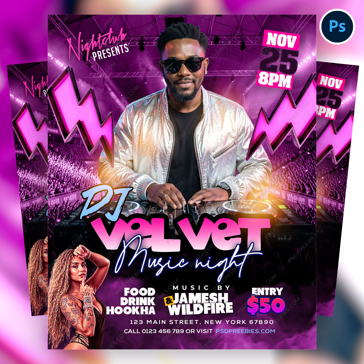 Awesome DJ Night Event Flyer PSD Template