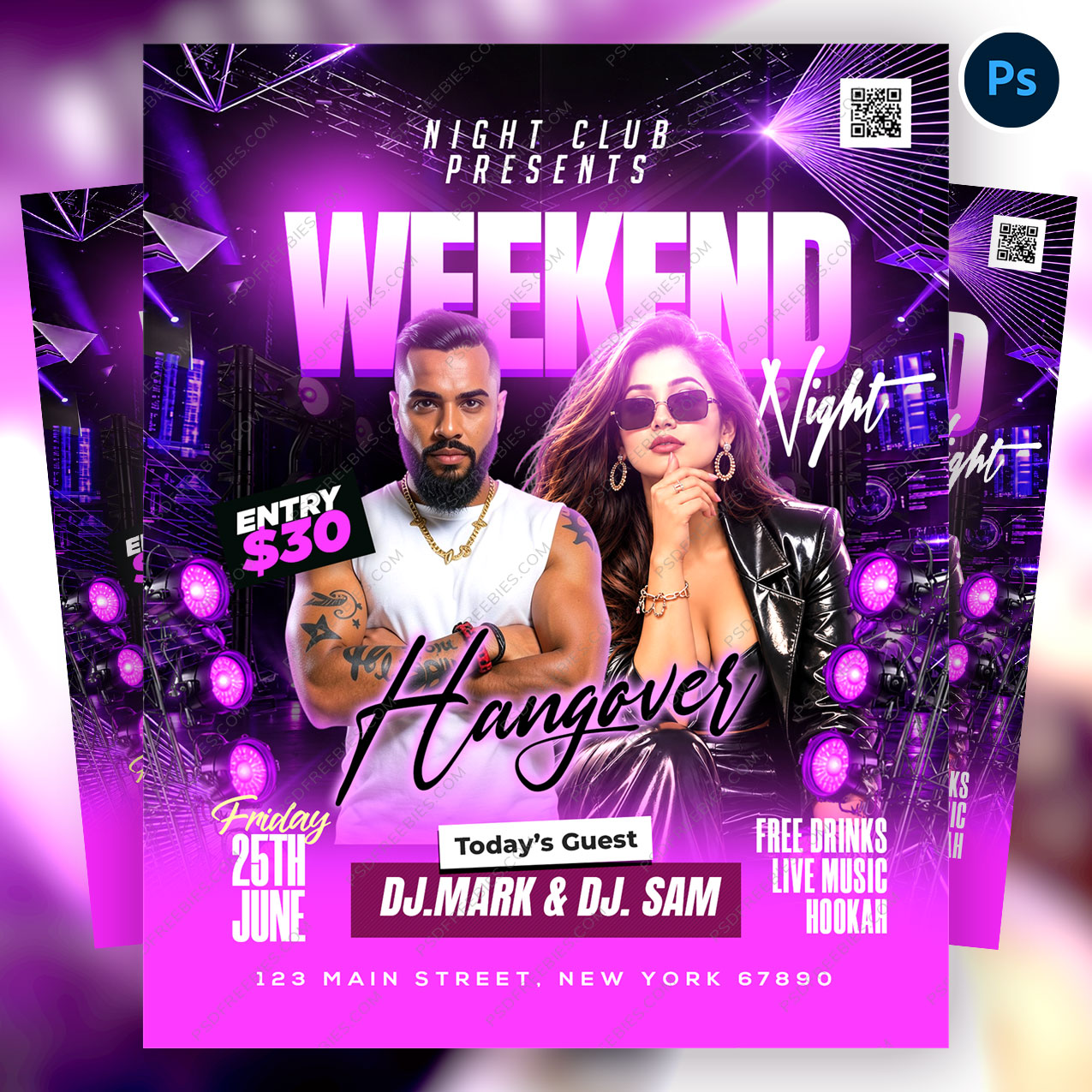 Weekend Special Night Club Party Flyer PSD