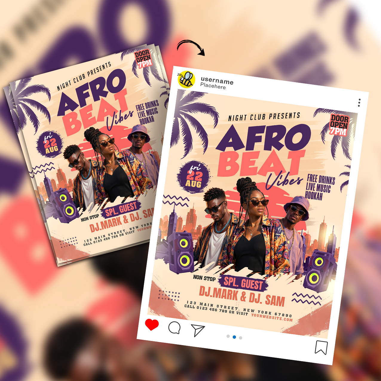 Afro Beat Music Party Flyer Design PSD | PSDFreebies.com
