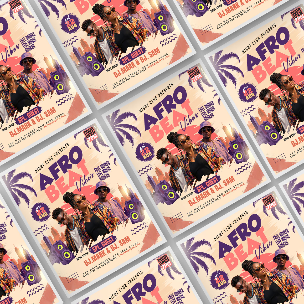 Afro Beat Music Party Flyer Design PSD | PSDFreebies.com