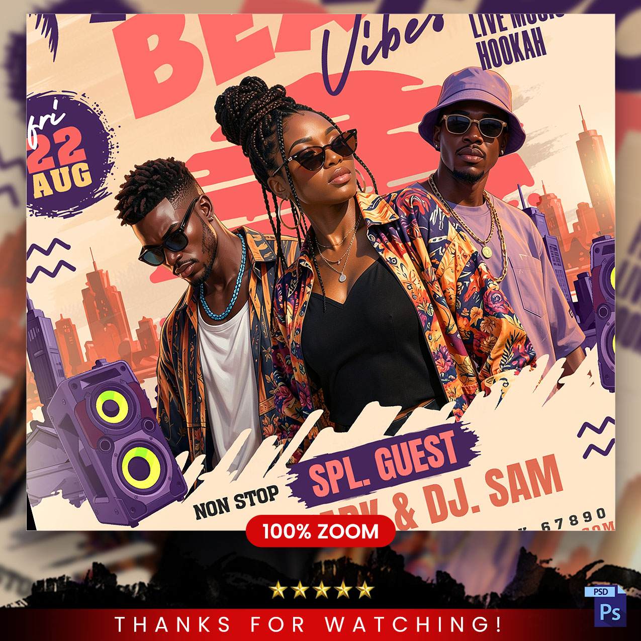 Afro Beat Music Party Flyer Design PSD | PSDFreebies.com