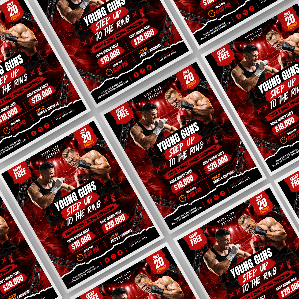 Boxing Championship Event Flyer PSD | PSDFreebies.com