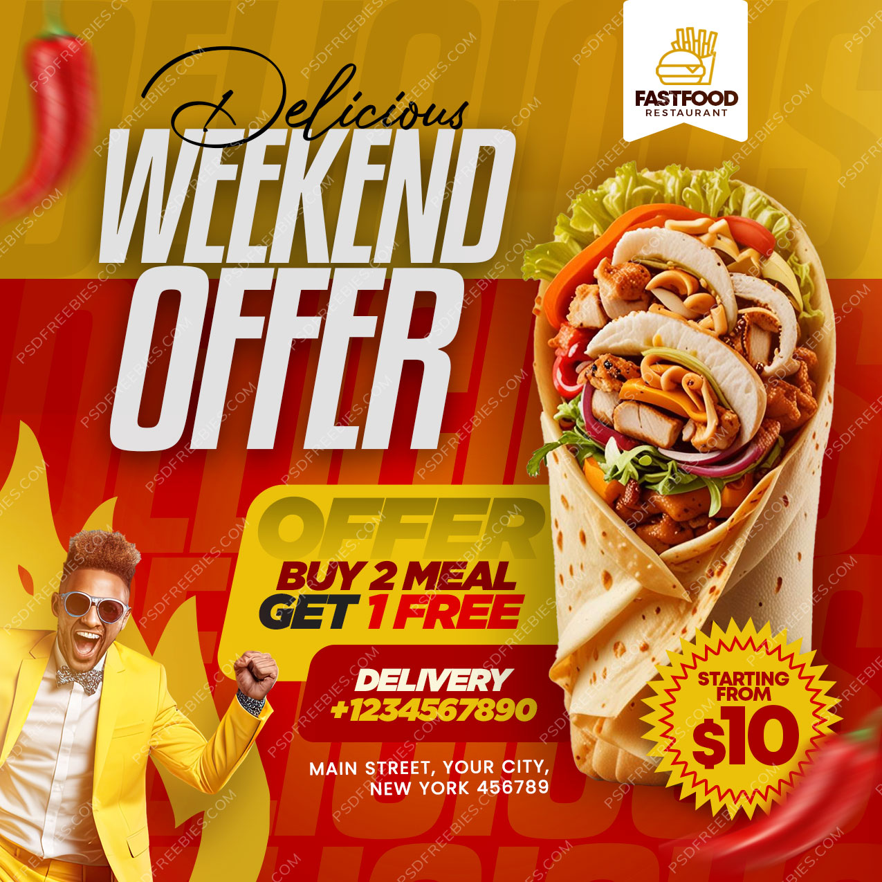 Weekend Food Discount Offer Post PSD Template | PSDFreebies.com