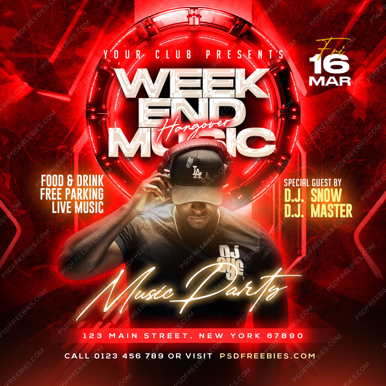 Eventfreebies Weekend Hiphop Music Event Instagram Post PSD | PSDFreebies.com