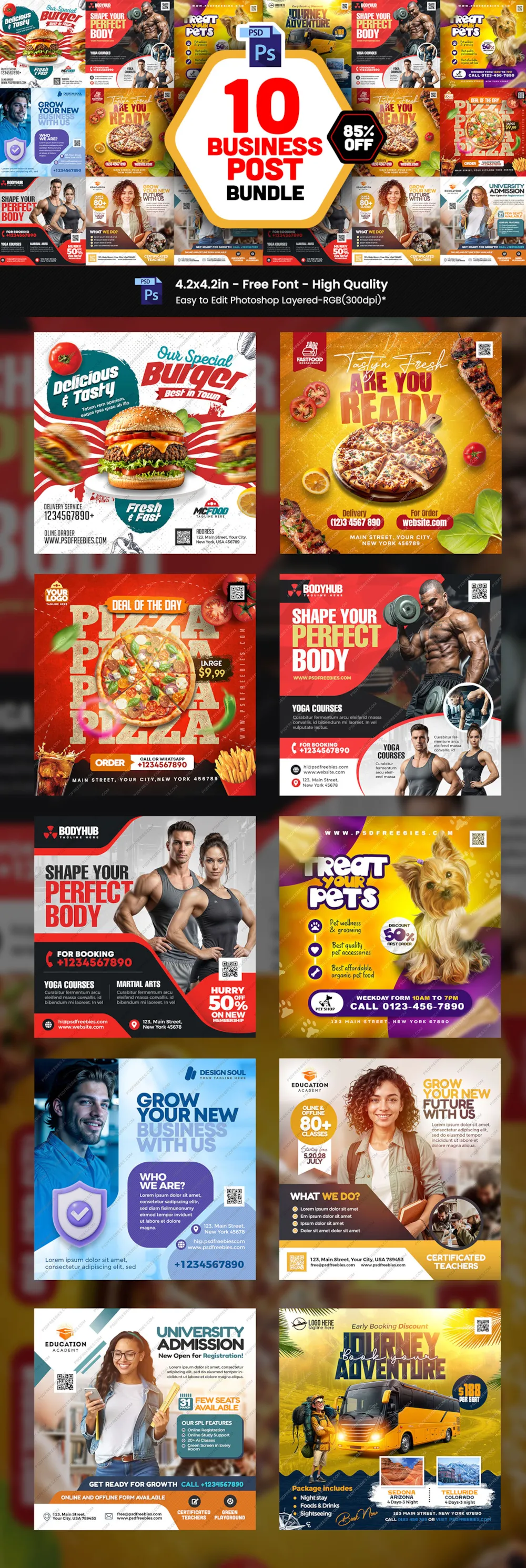 10 Business Social Media Post PSD Bundle Vol 1