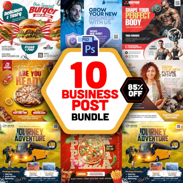 10 Business Social Media Post PSD Bundle Vol 1