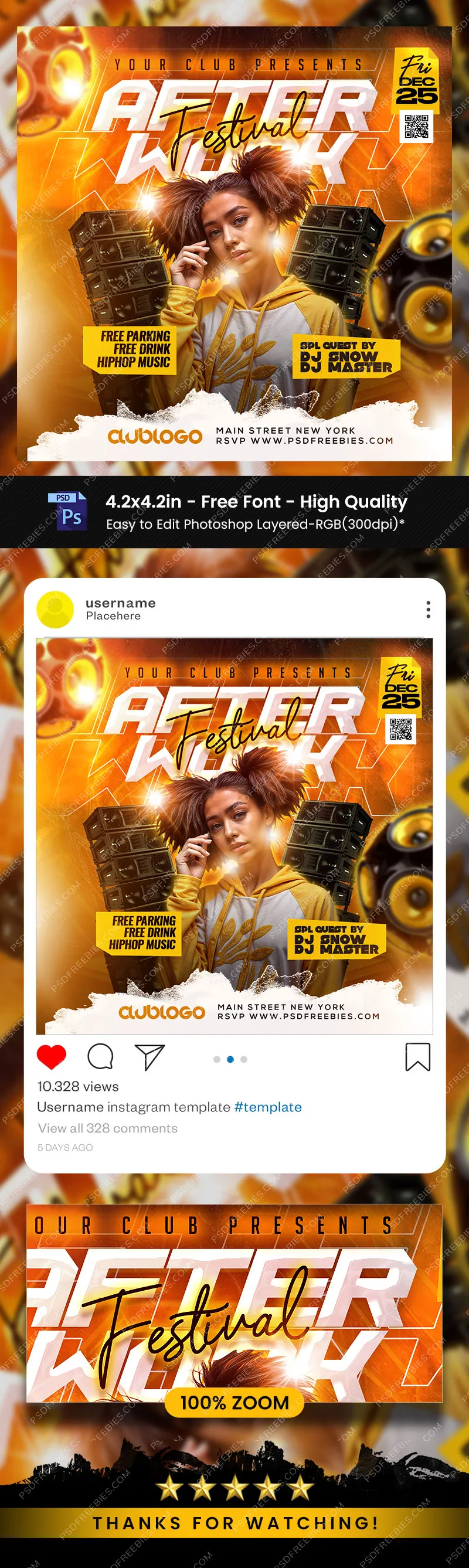 After Work Music Event Party Instagram Post PSD