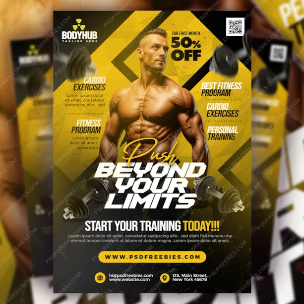 Bodybuilding Gym Business Promotional Flyer PSD