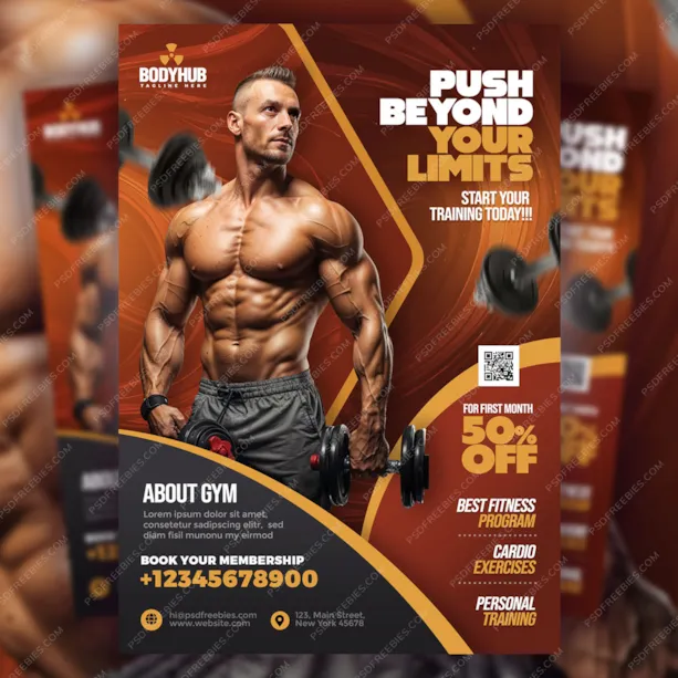 Bodybuilding Gym Promotional Flyer PSD Template